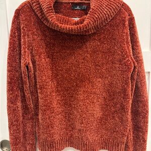 Volcom Burnt Orange Cowl Neck Chenille Sweater